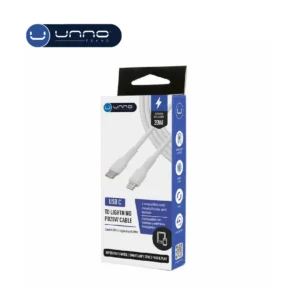 CABLE TIPO C A TIPO LIGHTNING PD20W BLANCO UNNO